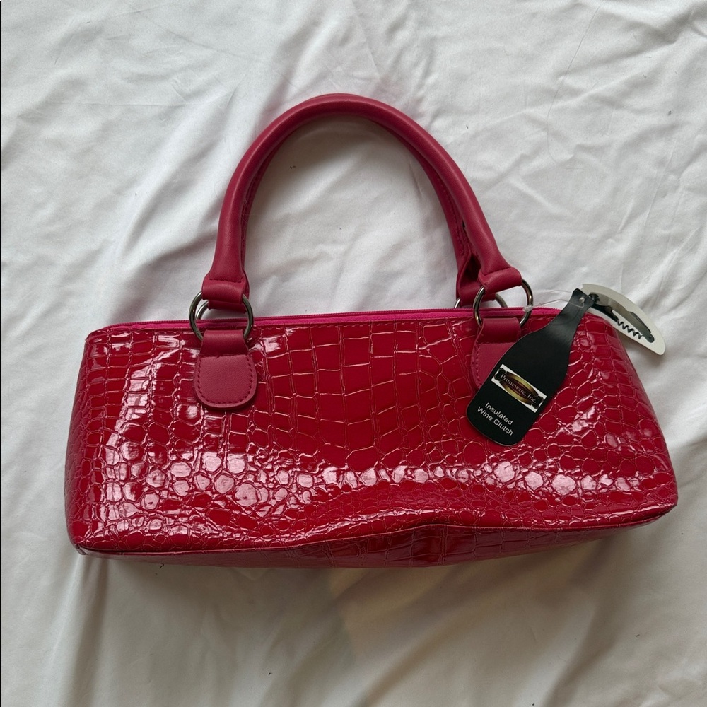 Red Crocodile-Embossed Handbag
